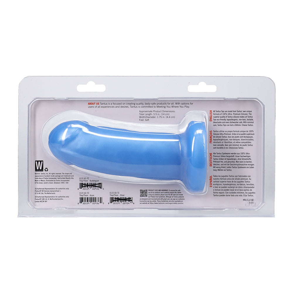 Tantus They/Them Super Soft Dildo – Azure – Flexible Silicone Design