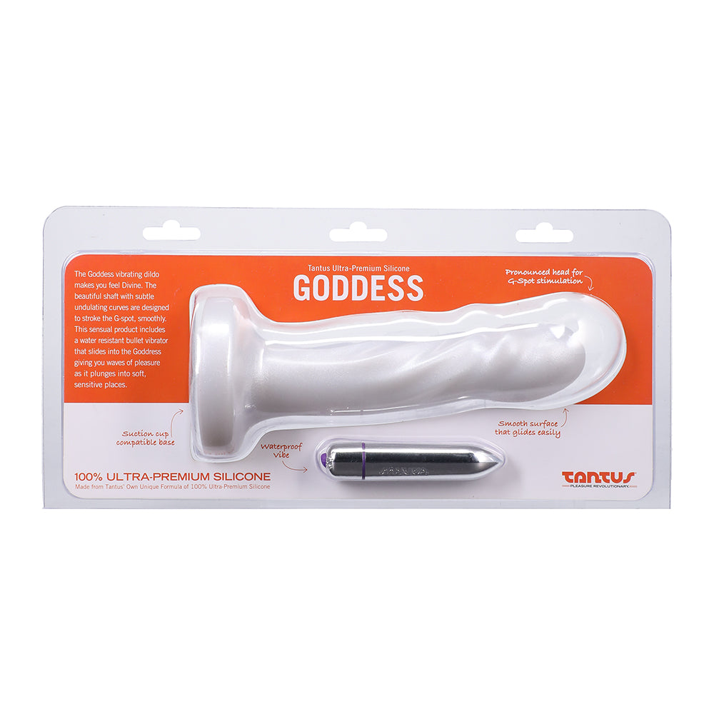Tantus Goddess Vibrating Dildo – 6.25 in. White Silicone with Removable Bullet