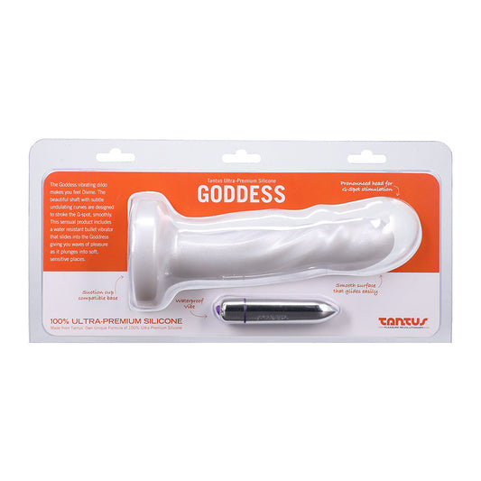 Tantus Goddess Vibrating Dildo – 6.25 in. White Silicone with Removable Bullet