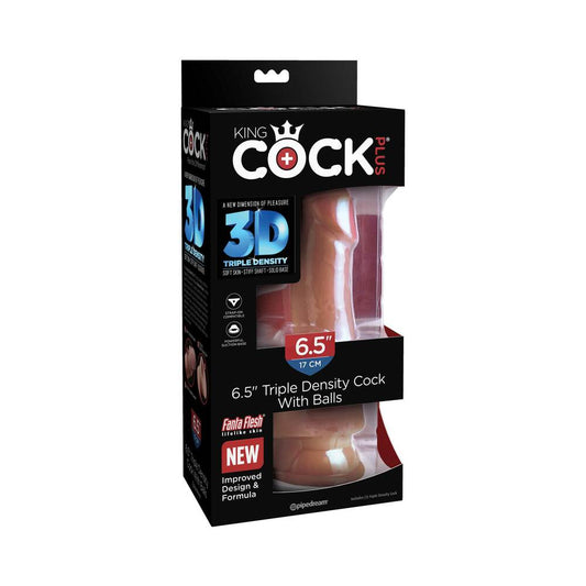 Pipedream King Cock Plus 6.5 in. Triple Density Cock with Balls – Tan