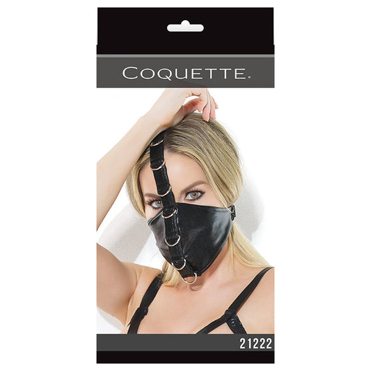 Coquette Darque Fetish Mask - Black - Adjustable with Metal Details