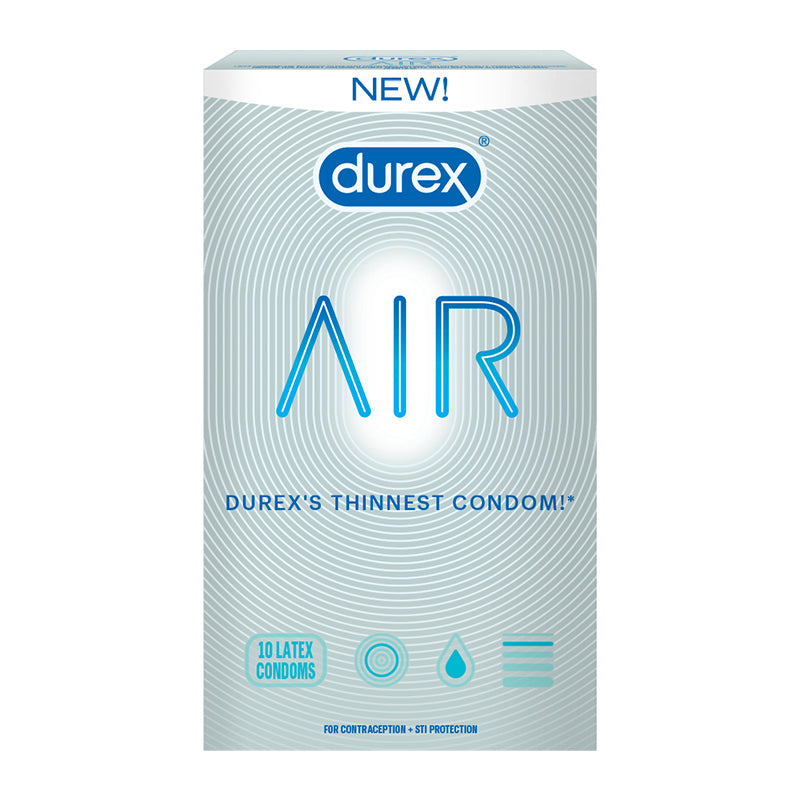 Durex Air Condoms – Ultra Thin, Lubricated, Clear – Pack of 10