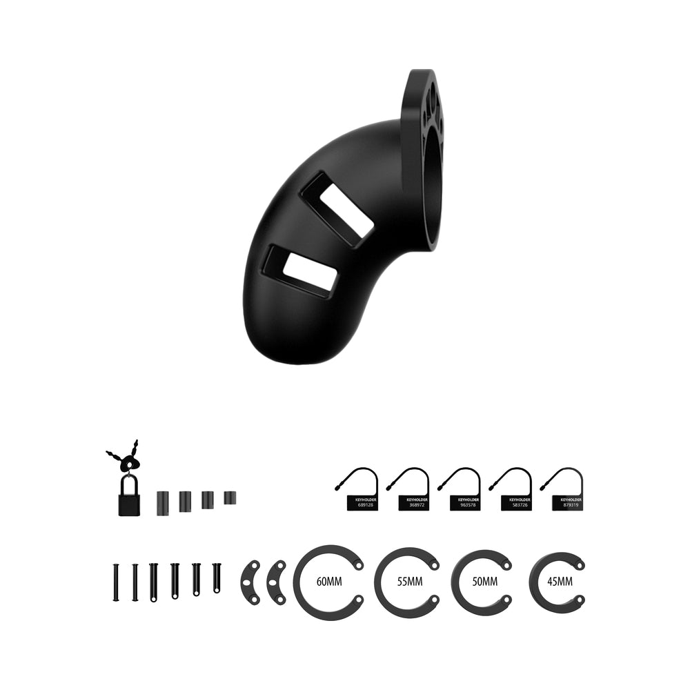 Shots ManCage Model 20 Adjustable Silicone Chastity Cock Cage - Black