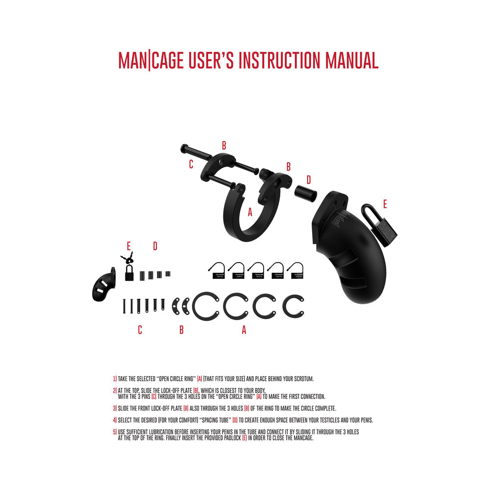 Shots ManCage Model 20 Adjustable Silicone Chastity Cock Cage - Black