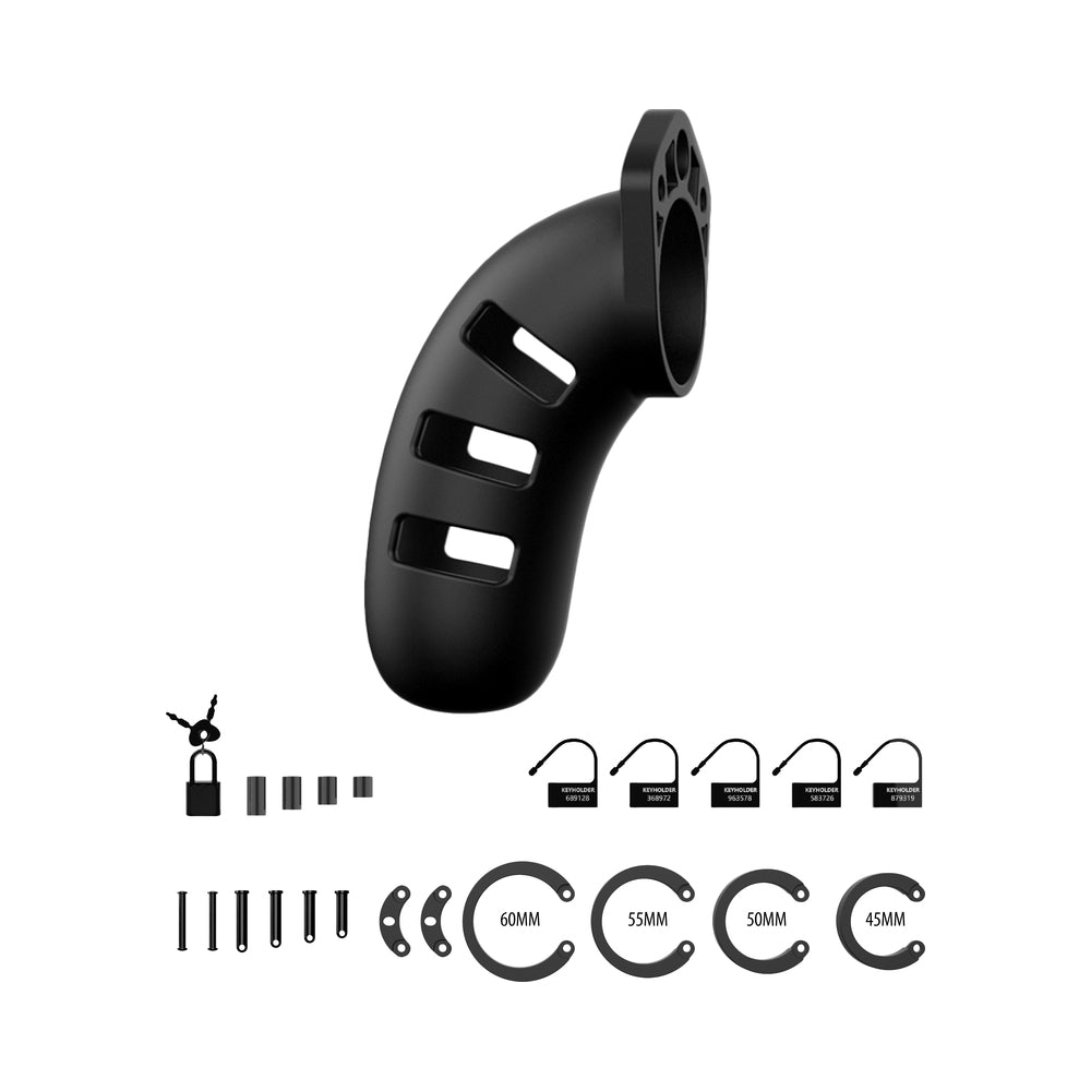 Shots ManCage Model 21 Adjustable Silicone Chastity Cock Cage – Black