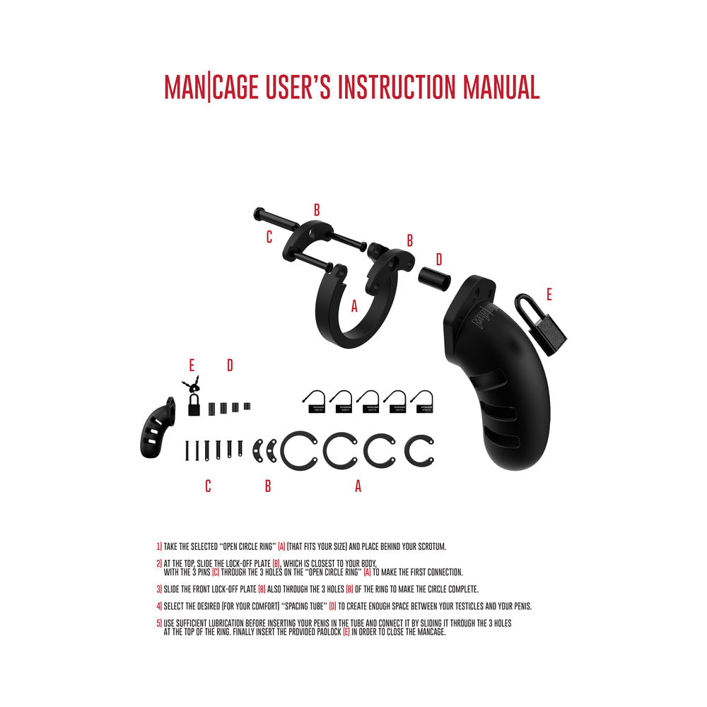 Shots ManCage Model 21 Adjustable Silicone Chastity Cock Cage – Black