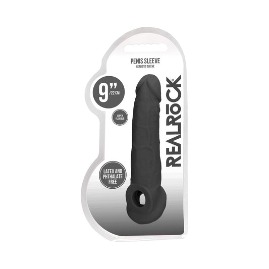 RealRock 9 in. Penis Sleeve Extender Sling – Black