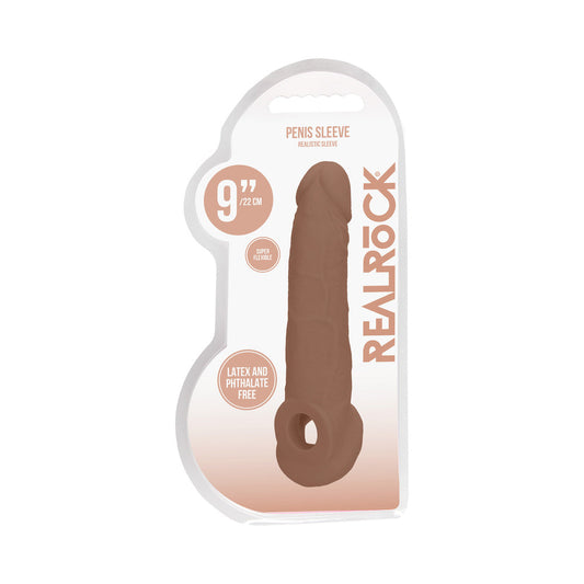 RealRock 9 in. Penis Sleeve Extender Sling - Tan