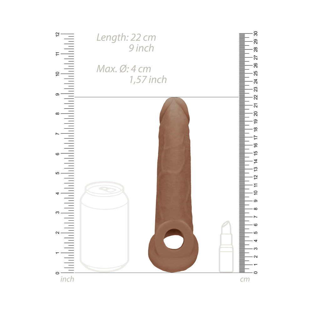 RealRock 9 in. Penis Sleeve Extender Sling - Tan
