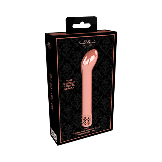 Royal Gems Jewel Rechargeable Curved ABS Bullet Vibrator - Rose Gold