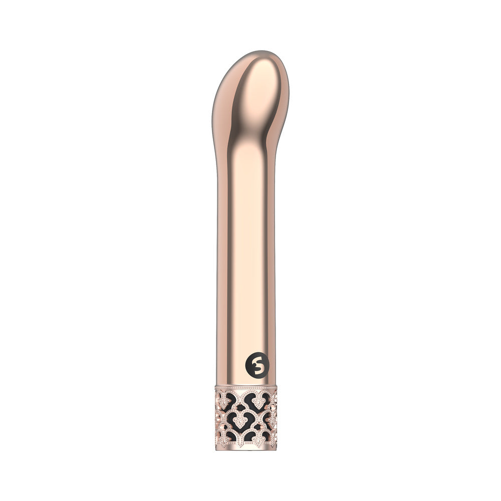 Royal Gems Jewel Rechargeable Curved ABS Bullet Vibrator - Rose Gold