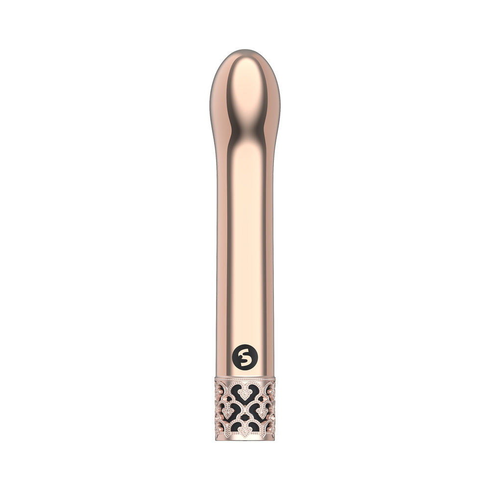 Royal Gems Jewel Rechargeable Curved ABS Bullet Vibrator - Rose Gold