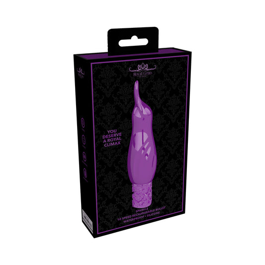 Royal Gems Sparkle Rechargeable Flicking Silicone Bullet Vibrator – Purple