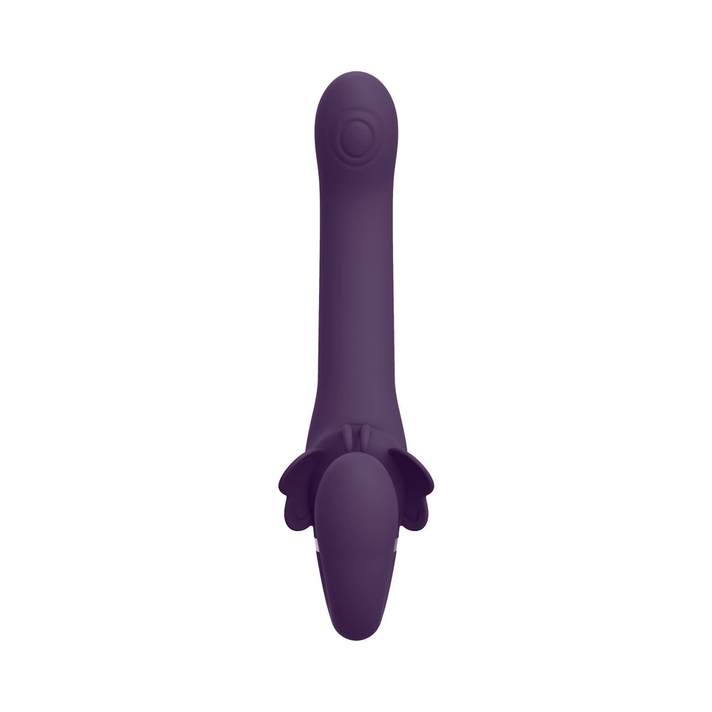 VIVE SATU Rechargeable Triple Motor Pulse-Wave Vibrating Strapless Strap-On - Purple
