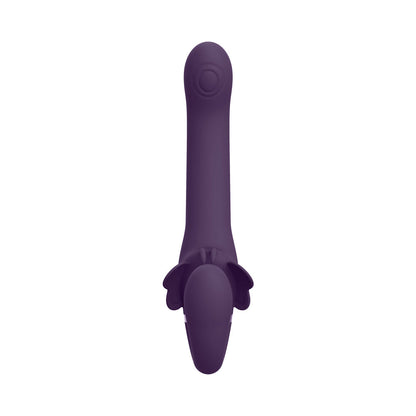 VIVE SATU Rechargeable Triple Motor Pulse-Wave Vibrating Strapless Strap-On - Purple
