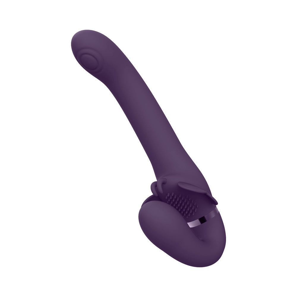 VIVE SATU Rechargeable Triple Motor Pulse-Wave Vibrating Strapless Strap-On - Purple
