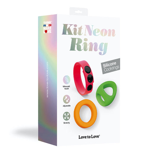 Love to Love Neon Ring Silicone Cockring Set – Assorted Colors
