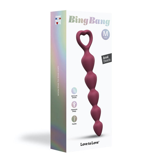 Love to Love Bing Bang Silicone Anal Beads – Medium Wine Red