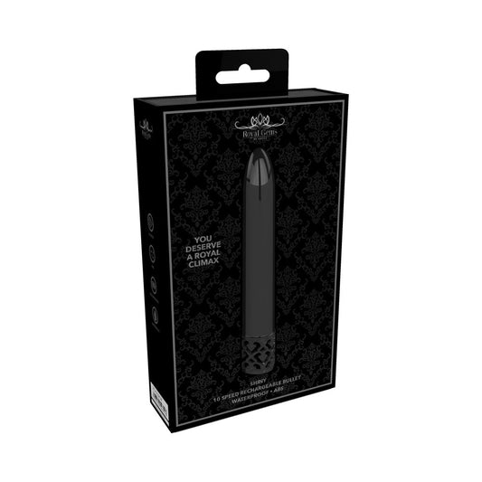 Royal Gems Shiny Rechargeable Bullet Vibrator - Gunmetal