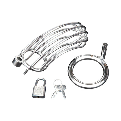 Electric Eel Blue Line Prisoner Cock Cage Chastity Device – Silver