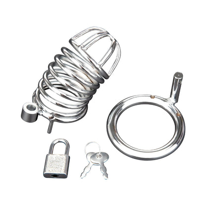 Electric Eel Deluxe Chastity Cage – Silver Metal Design