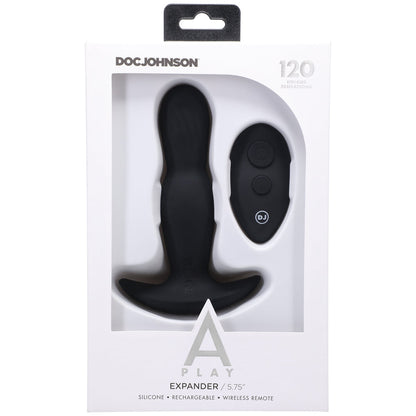Doc Johnson A-Play EXPANDER Rechargeable Silicone Anal Plug with Remote – Black