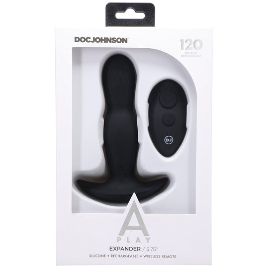 Doc Johnson A-Play EXPANDER Rechargeable Silicone Anal Plug with Remote – Black
