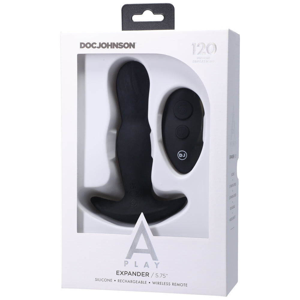 Doc Johnson A-Play EXPANDER Rechargeable Silicone Anal Plug with Remote – Black