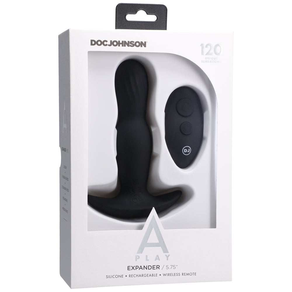 Doc Johnson A-Play EXPANDER Rechargeable Silicone Anal Plug with Remote – Black