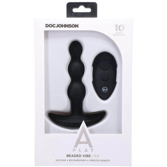 Doc Johnson A-Play BEADED VIBE Rechargeable Silicone Anal Plug with Remote - Black