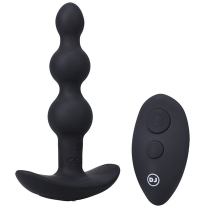 Doc Johnson A-Play BEADED VIBE Rechargeable Silicone Anal Plug with Remote - Black