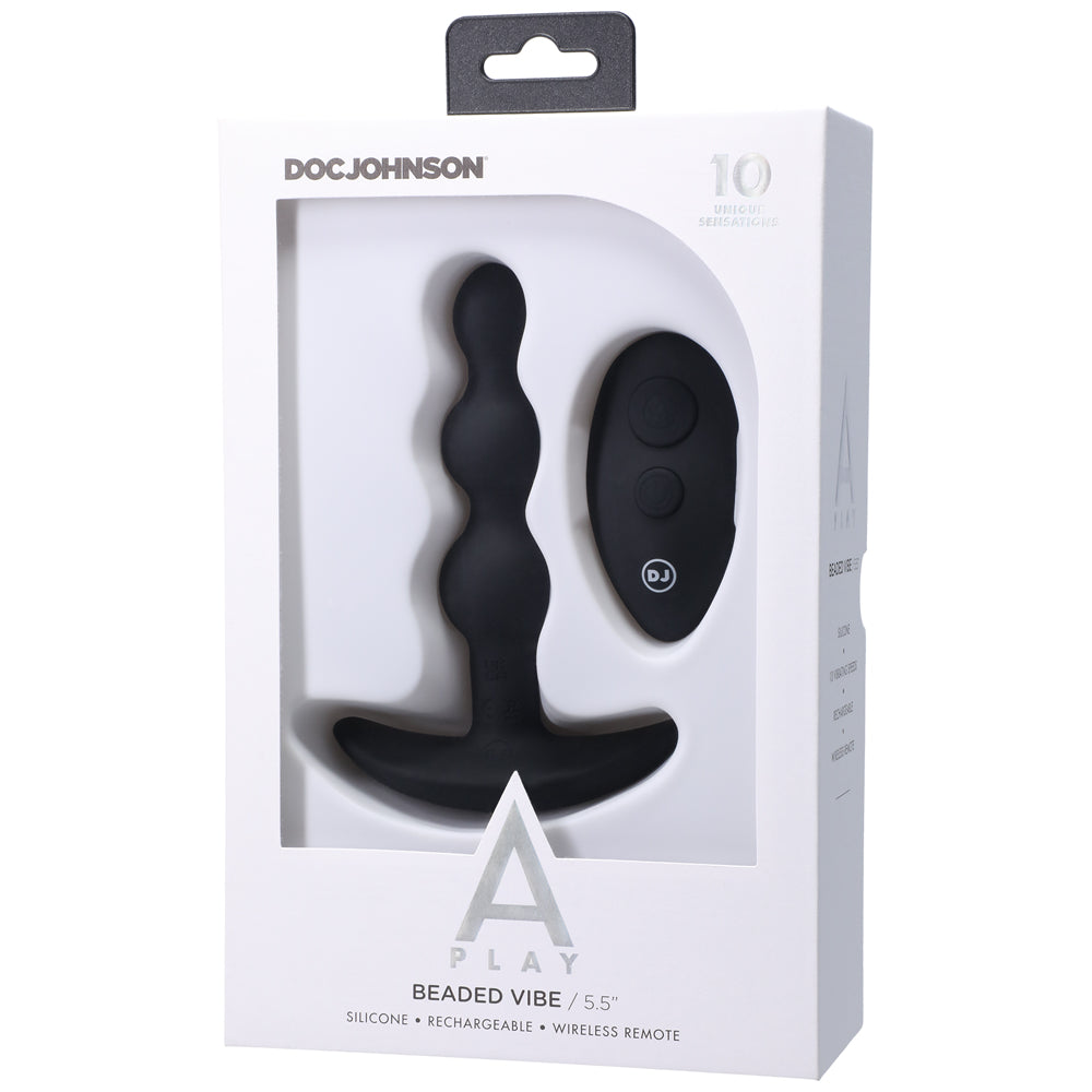 Doc Johnson A-Play BEADED VIBE Rechargeable Silicone Anal Plug with Remote - Black