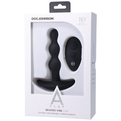 Doc Johnson A-Play BEADED VIBE Rechargeable Silicone Anal Plug with Remote - Black
