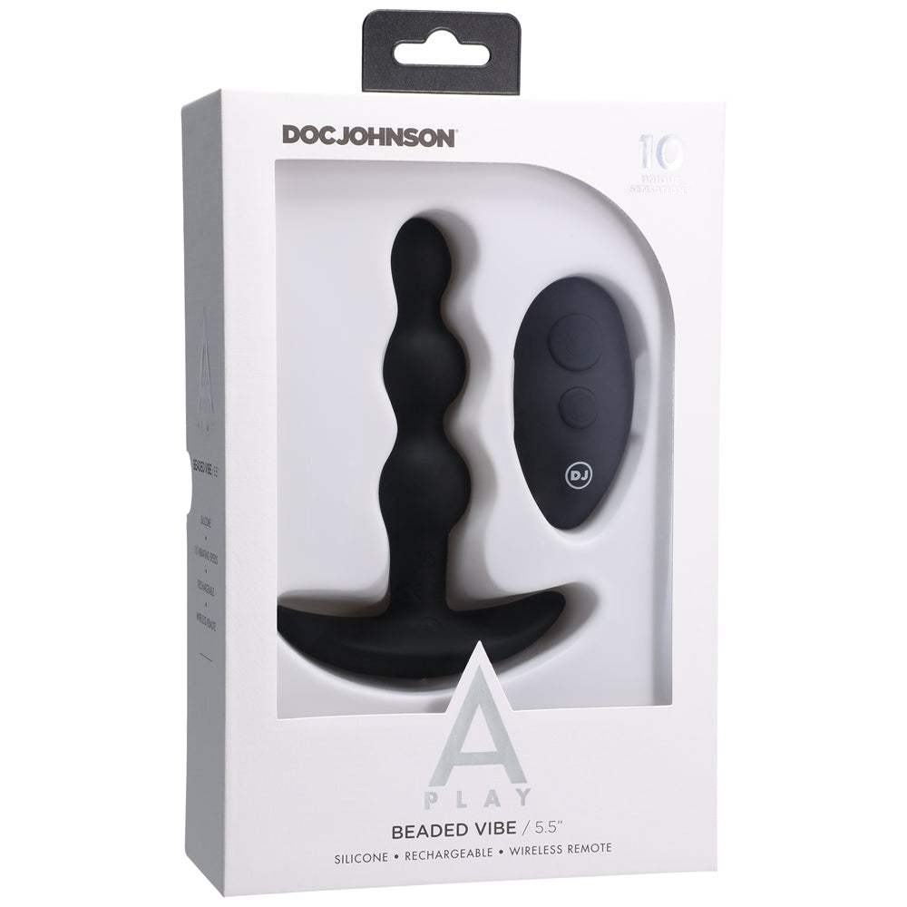 Doc Johnson A-Play BEADED VIBE Rechargeable Silicone Anal Plug with Remote - Black