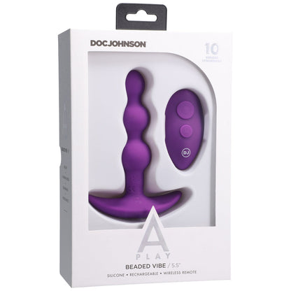 Doc Johnson A-Play BEADED VIBE Rechargeable Silicone Anal Plug with Remote - Purple
