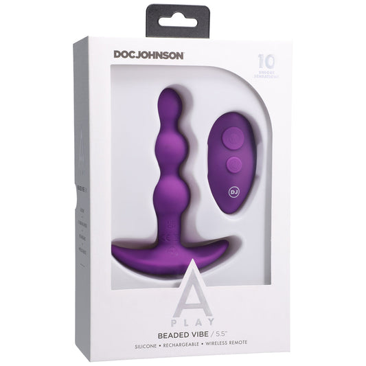 Doc Johnson A-Play BEADED VIBE Rechargeable Silicone Anal Plug with Remote - Purple