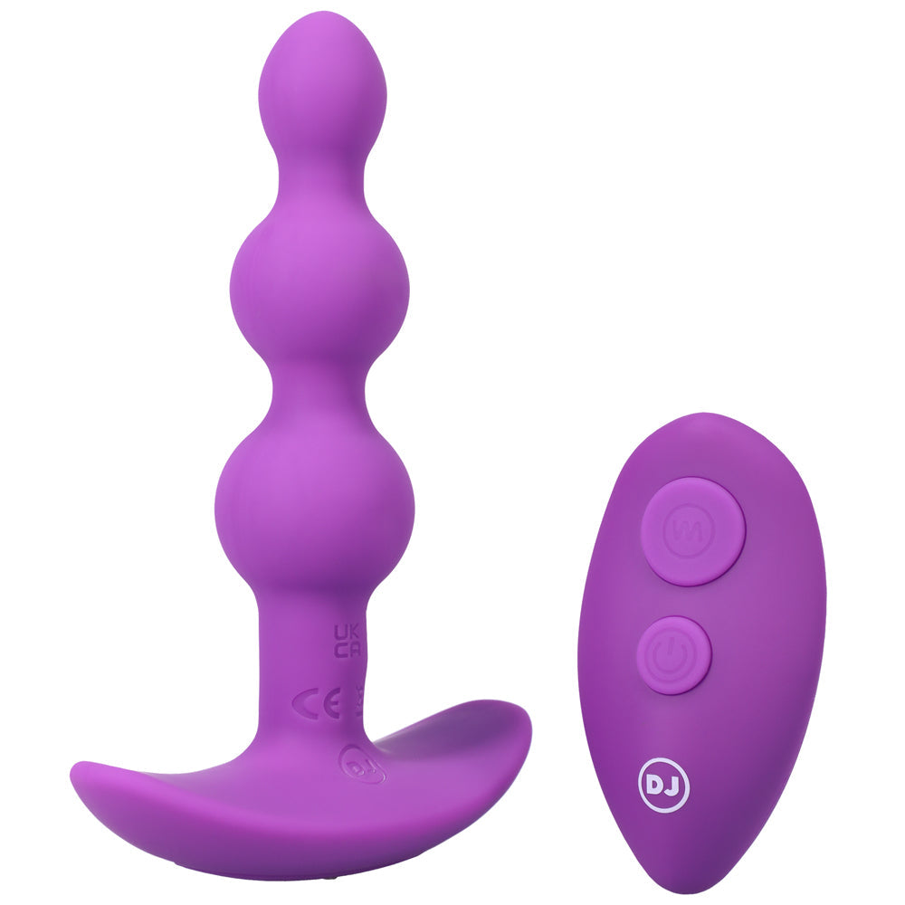 Doc Johnson A-Play BEADED VIBE Rechargeable Silicone Anal Plug with Remote - Purple