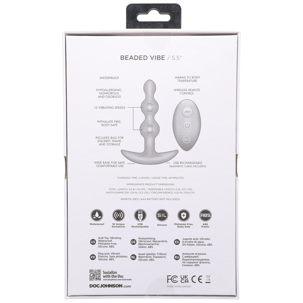 Doc Johnson A-Play BEADED VIBE Rechargeable Silicone Anal Plug with Remote - Purple