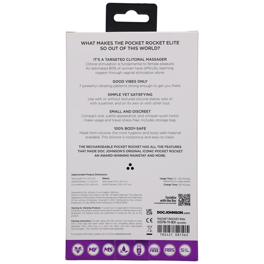 Doc Johnson Pocket Rocket Elite Rechargeable Bullet - Purple