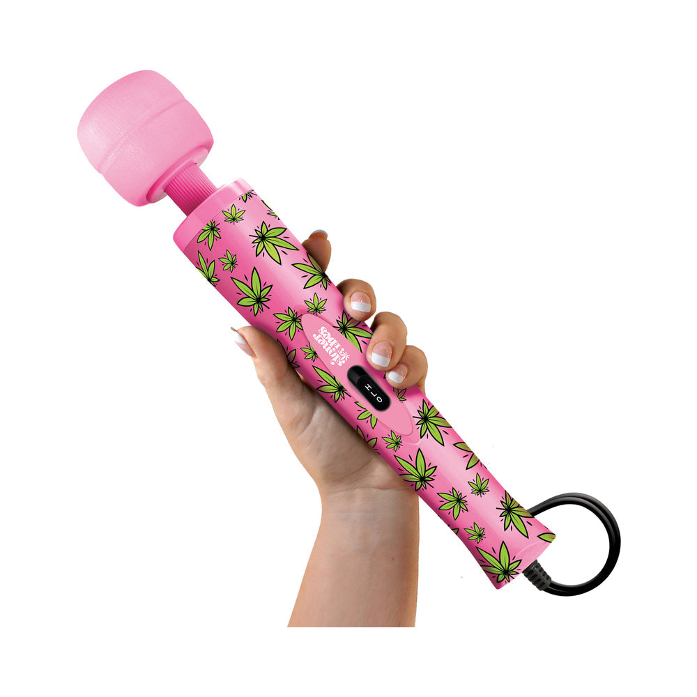 Stoner Vibes Wacky Weed Wand Massager – Deep Vibrations – Light Pink