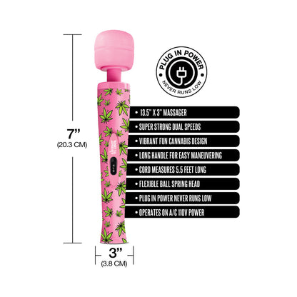 Stoner Vibes Wacky Weed Wand Massager – Deep Vibrations – Light Pink