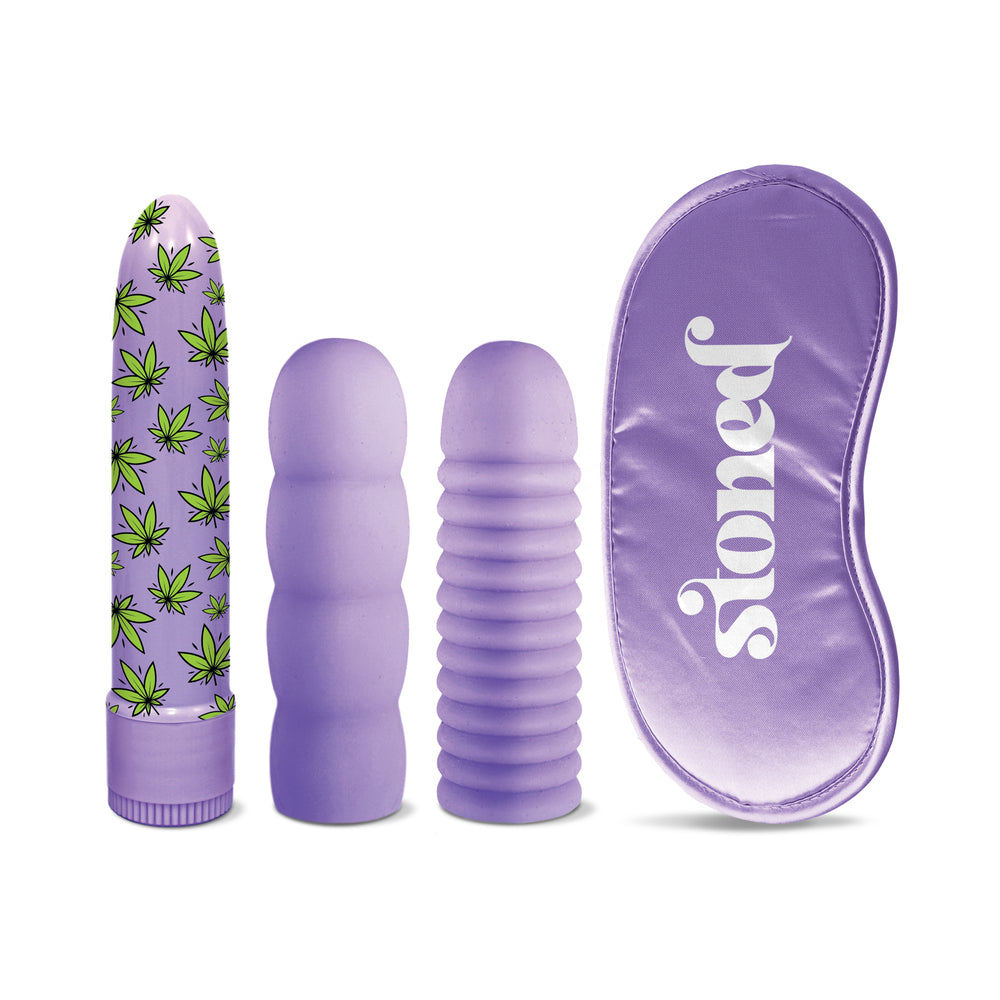 Stoner Vibes Bonga Bunga Stash Kit – Multi-Speed Classic Vibrator with Blindfold – Light Purple