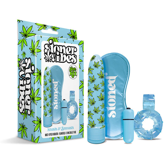 Stoner Vibes Kush and Smush Stash Kit – Blue, Multi-Speed Vibrator and Accessories