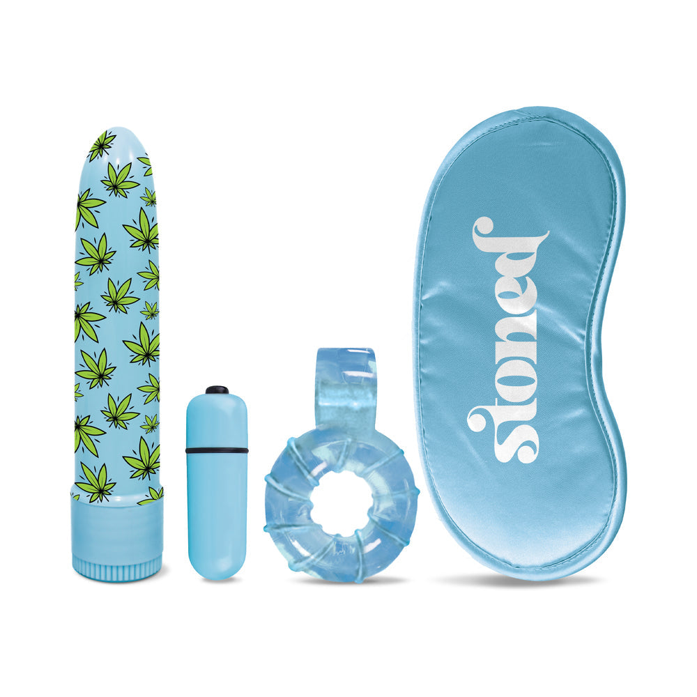Stoner Vibes Kush and Smush Stash Kit – Blue, Multi-Speed Vibrator and Accessories