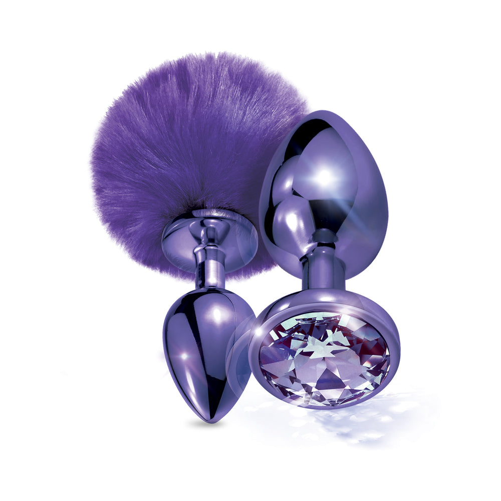 NIXIE Metal Butt Plug Set with Pom Pom Tail and Jewel – Purple
