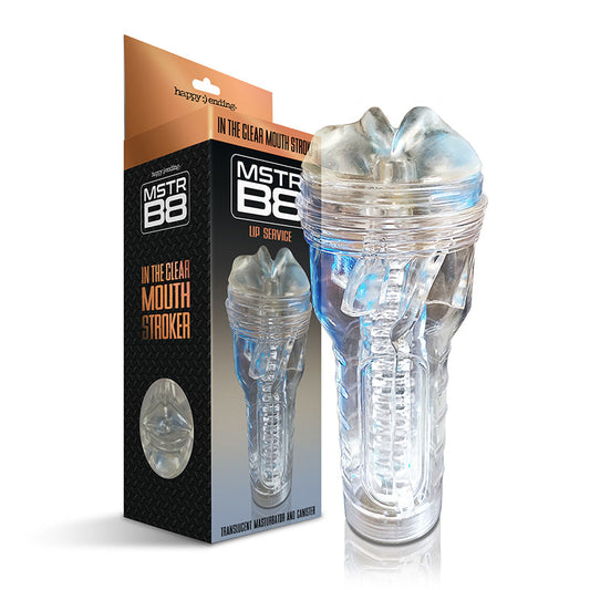 Global Novelties MSTR B8 In The Clear Mouth Stroker - Textured Tunnel with Adjustable Suction