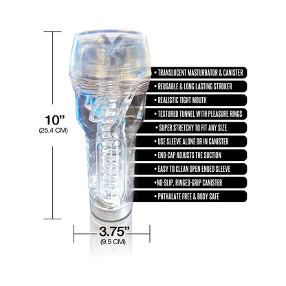 Global Novelties MSTR B8 In The Clear Mouth Stroker - Textured Tunnel with Adjustable Suction