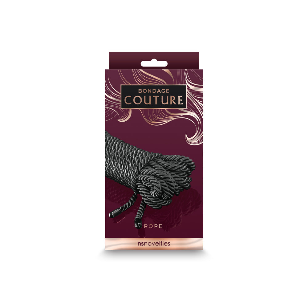 NS Novelties Bondage Couture Rope 25 ft. Black - Polyester Bondage Rope