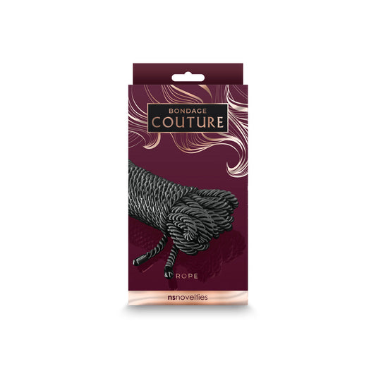 NS Novelties Bondage Couture Rope 25 ft. Black - Polyester Bondage Rope