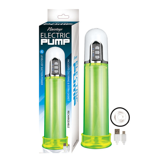 Nasstoys Rechargeable Green Electric Pump with C Ring and Extra Gasket